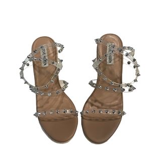 Steve Madden Women's Metallic Jaxy Studded Espadrille Wedge Sandals Size 10M